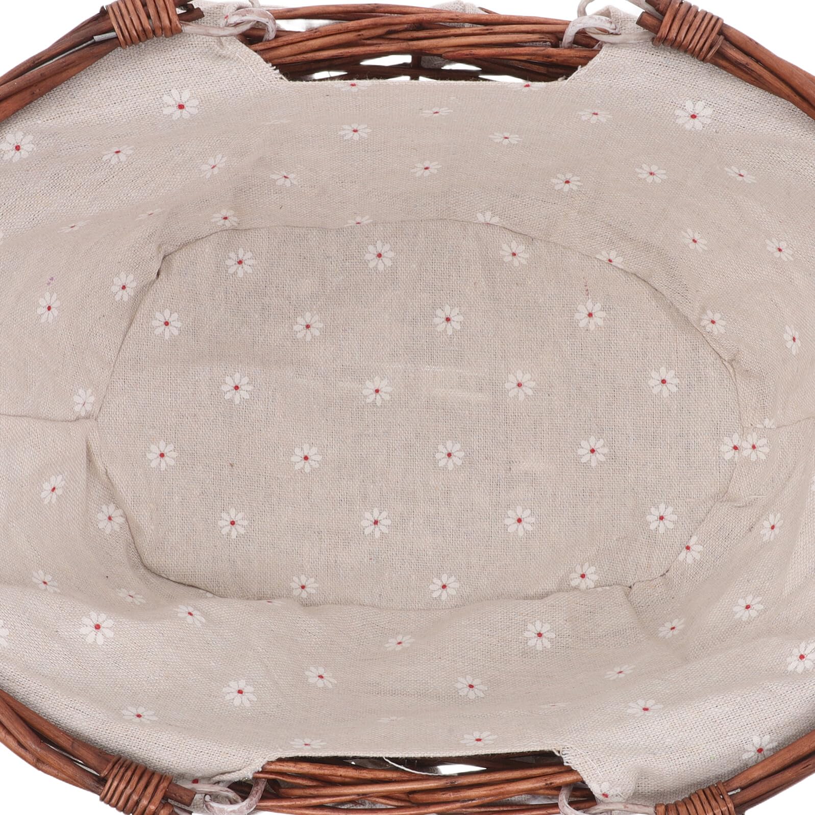 Cesta de Picnic Ovalada Tejida de Ratán con Asa, Adecuado para Almacenamiento de Frutas y Utensilios en Actividades al Aire Libre