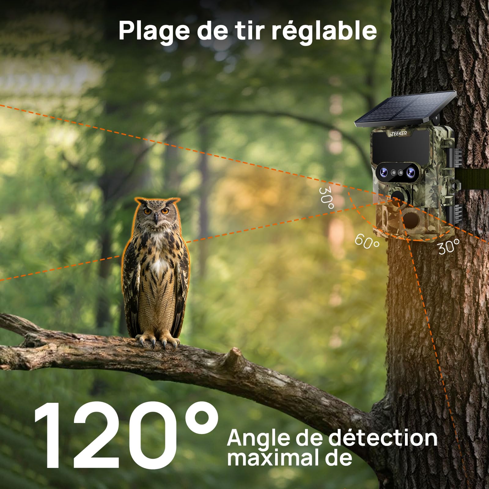 iZEEKER iG600 Caméra de Chasse WiFi Bluetooth 64MP 4K, Déclenchement 0,1s