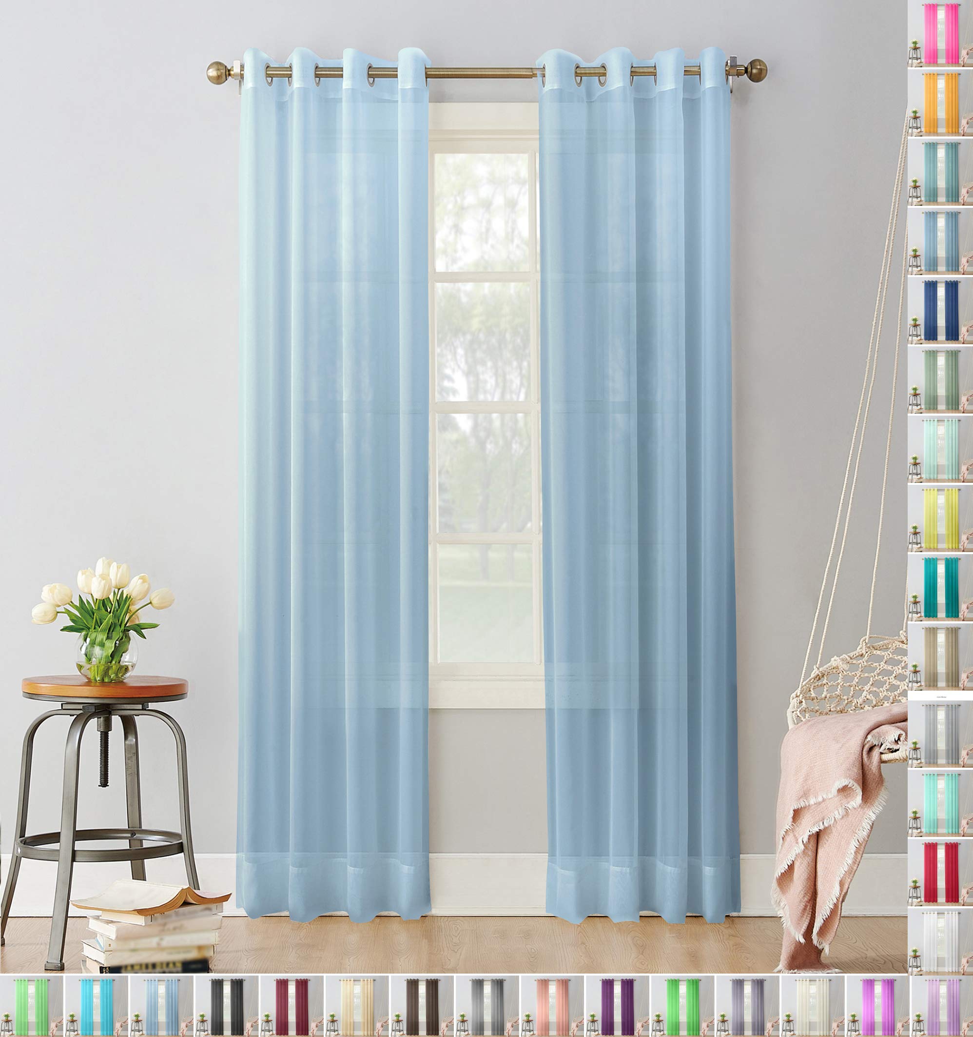 Megachest Baby Blue Pair Of Sheer Voile Ring Top (, 56" Widex81 Drop(W142cmxh206cm))