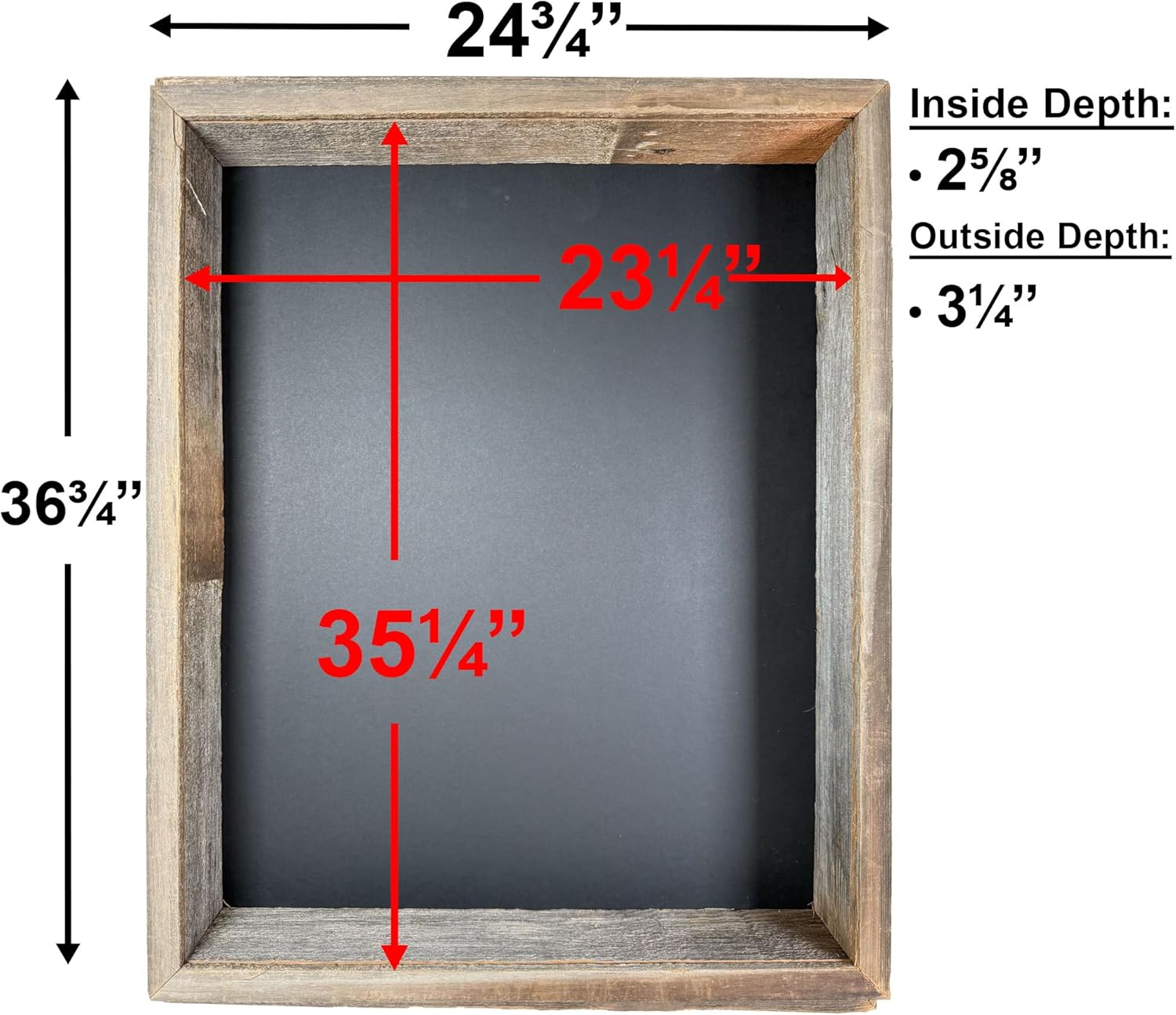 BARNWOODUSA Shadowbox Frame 24x36 Reclaimed Wood Shadow Box s Dried Flowers, Wedding, Medals, Photos, Baby Items Vertical or Horizontal Free Standing or Wall Mount Weathered Gray