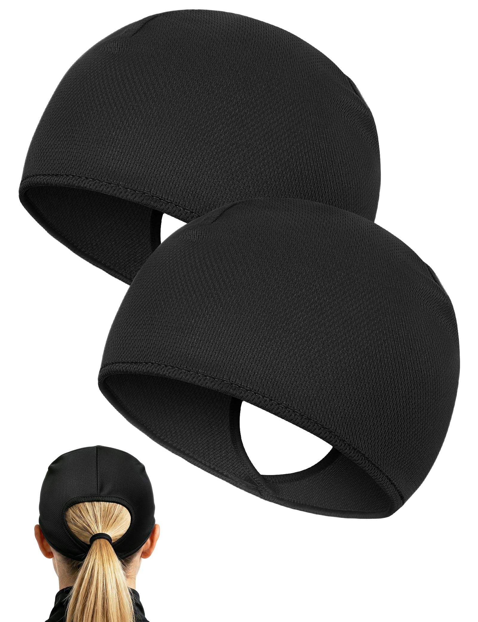 Becellen 2 Piezas Gorros Ciclismo Bajo Casco Verano, Sotocasco Bici Verano Running Forro de Casco Skull Cap Transpirable Multifuncional para Mujer Deporte y Uso Diario