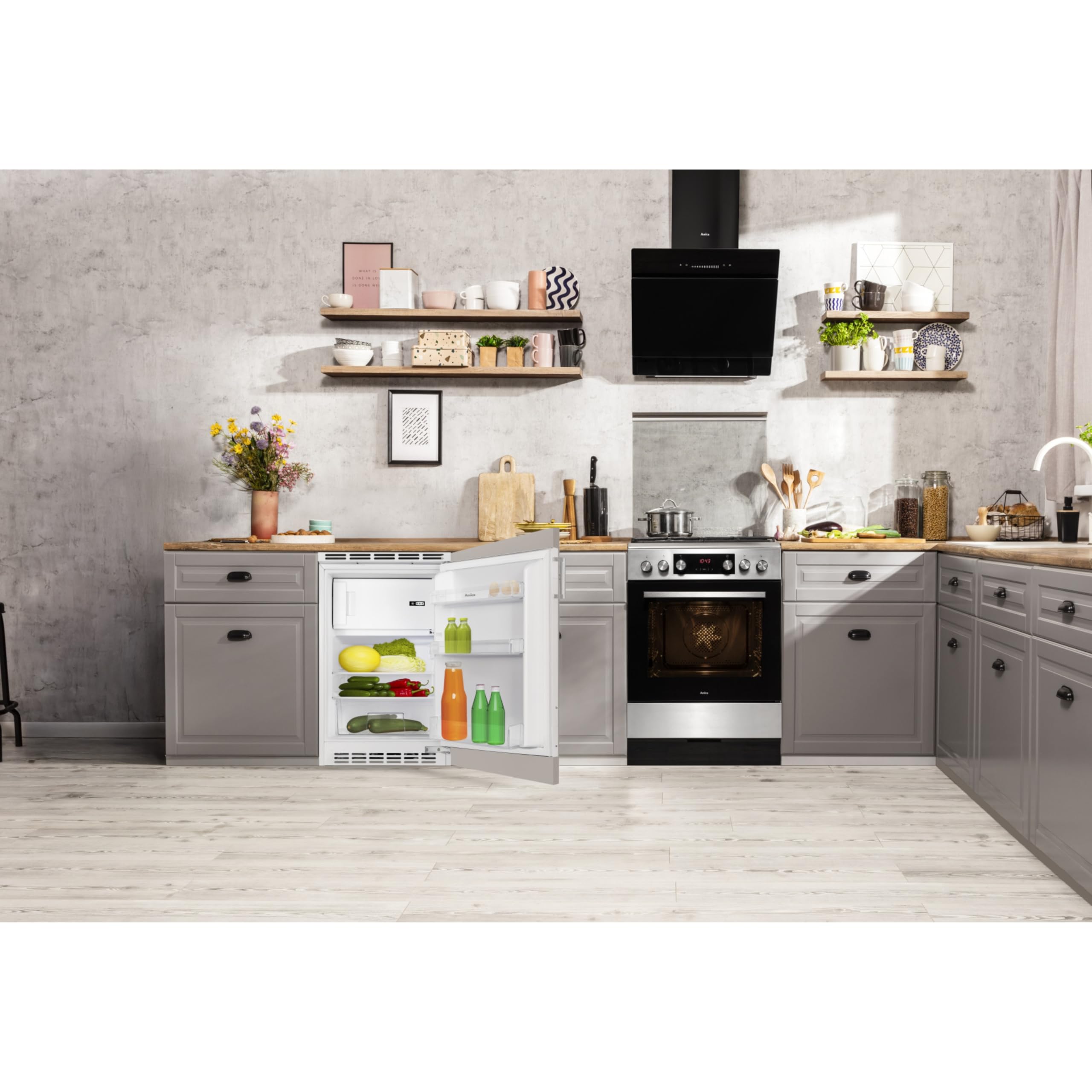 Amica UKSD 361 951 - Frigorifero da incasso decorativo, 815 mm, nicchia/controllo elettronico/motore inverter