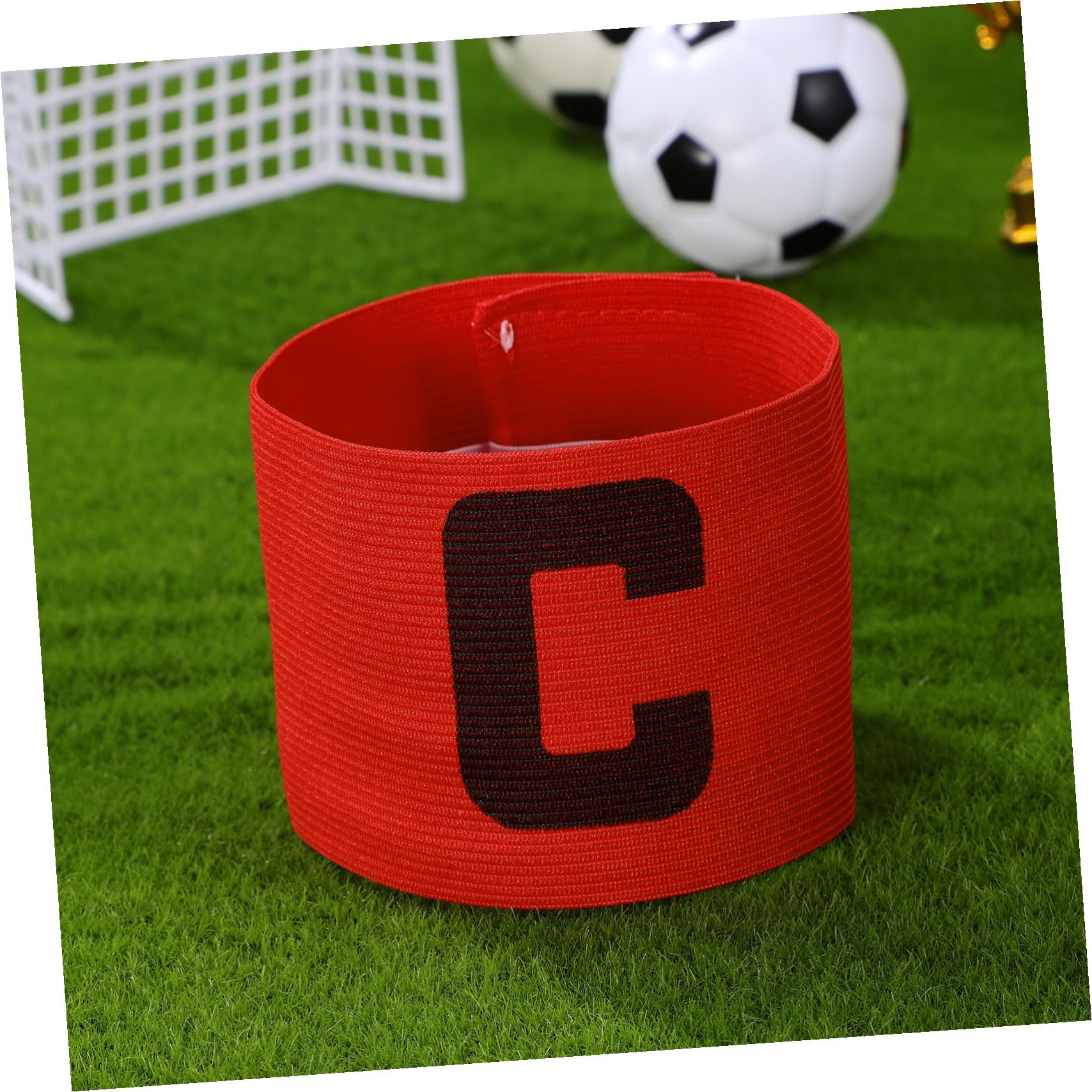 Mikikit Fascia da Capitano Design Antiscivolo in Dacron Calcio Rossa Regolabile per Festa Mondiale e Sport di Squadra come Football