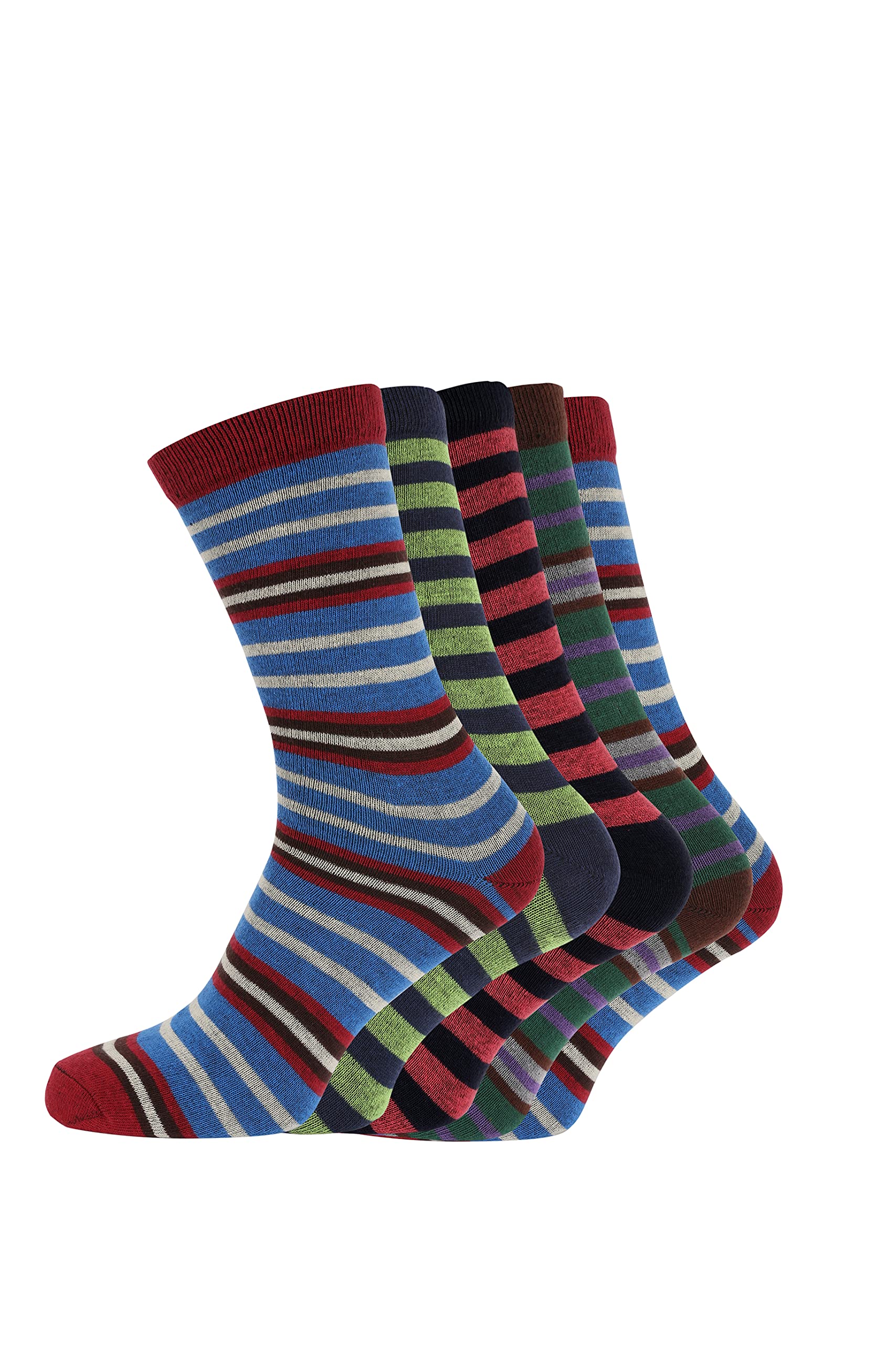 CTL® Multi-Stripe Socks for Mens & Boys (Pack of 10)-Rich Cotton Walking Socks Non Slip Comfortable & Breathable Crew Socks Extra Protection with Durable Elastic Ribbing Cuff - Assorted Colour UK 6-11