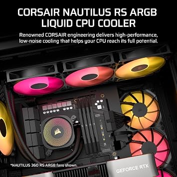CORSAIR Nautilus 240 RS ARGB Liquid CPU Cooler 240mm AIO Low-Noise Direct Motherboard Connection Daisy-Chain Intel LGA 1851/1700, AMD AM5/AM4 2X RS120 ARGB Fans Included Black