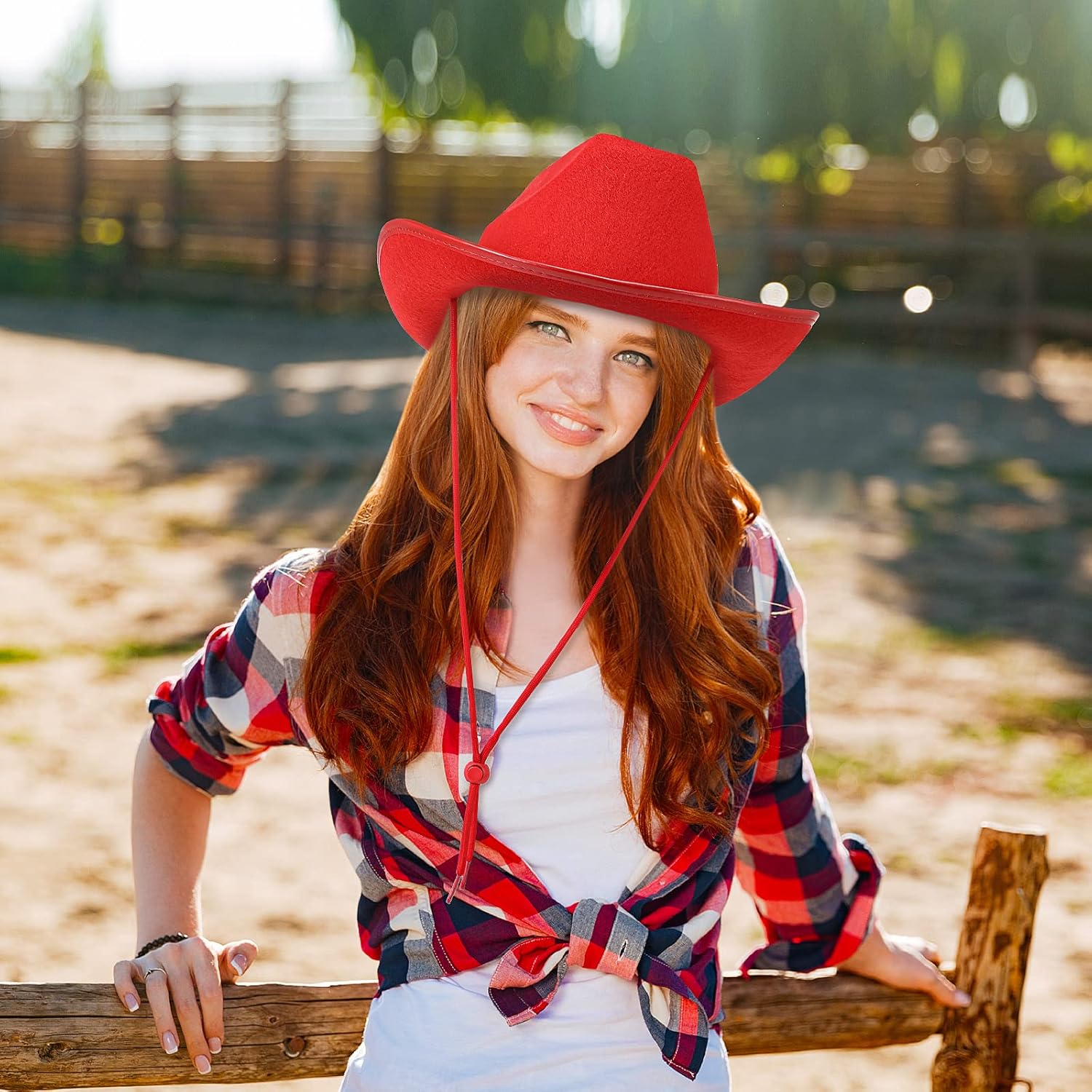 Geyoga 9 Pcs Adult Cowboy Hat with Paisley Bandanas and Heart Shape Sunglasses for Western Cowgirl Party Costume - Image 4