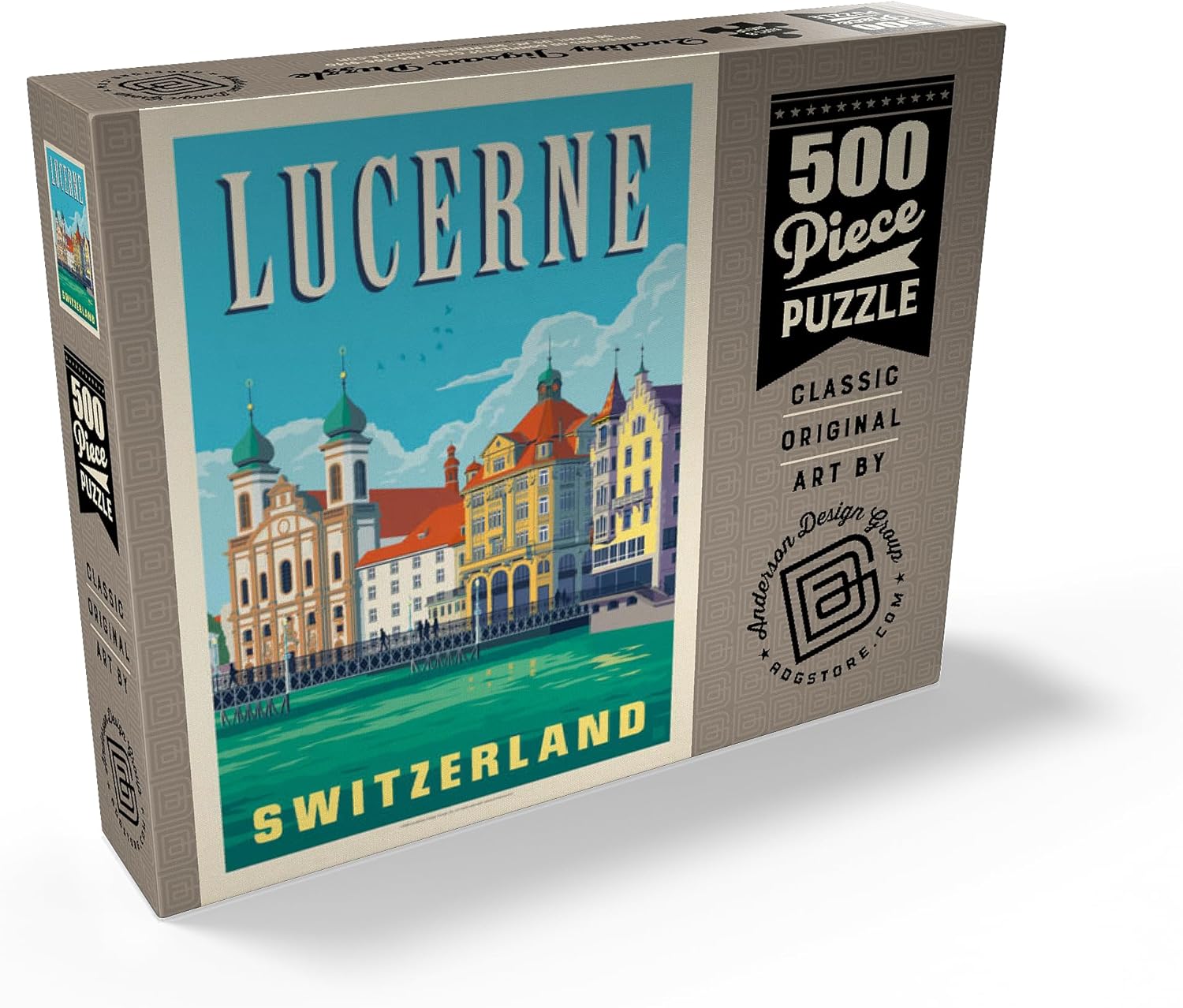 MyPuzzle Lucerne Switzerland Waterfront with Historic Architecture - Premium 500 Piece Jigsaw Puzzle for Adults