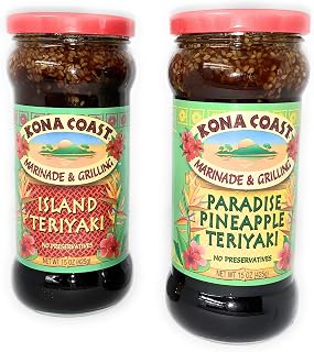 Island Paridise Teriyaki Marinade! Two Pack of Kona Coast Marinade Grilling, One Paradise Pineapple Teriyaki! One Island Teriyaki! Ready For Indoor and Outdoor Grilling For Teriyaki Lovers!
