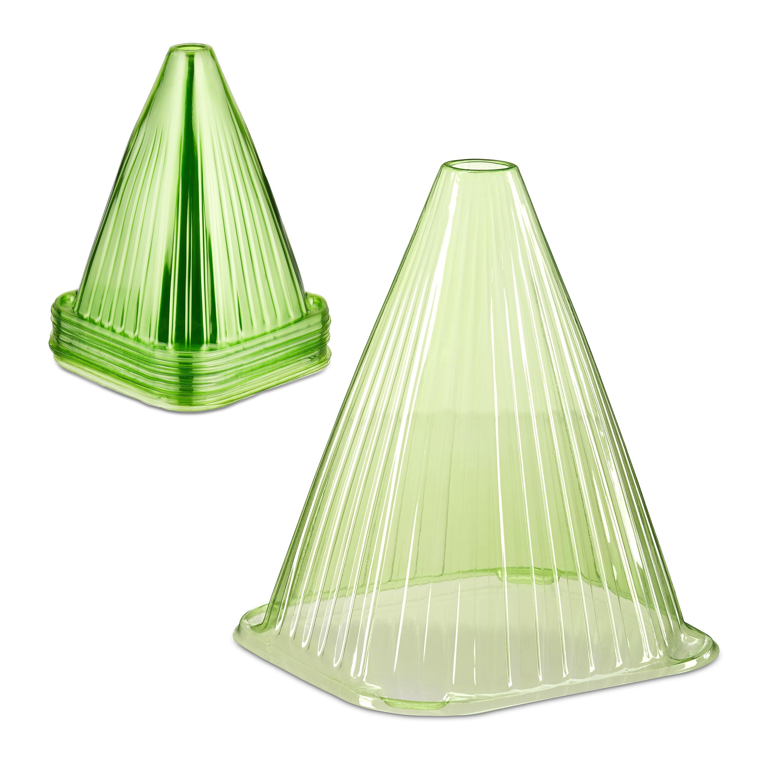 Relaxdays Plant Cover, Set of 32, Snail and Frost Protection, HxWxD: 22 x 19 x 19 cm, Greenhouse Cones, PVC, Green