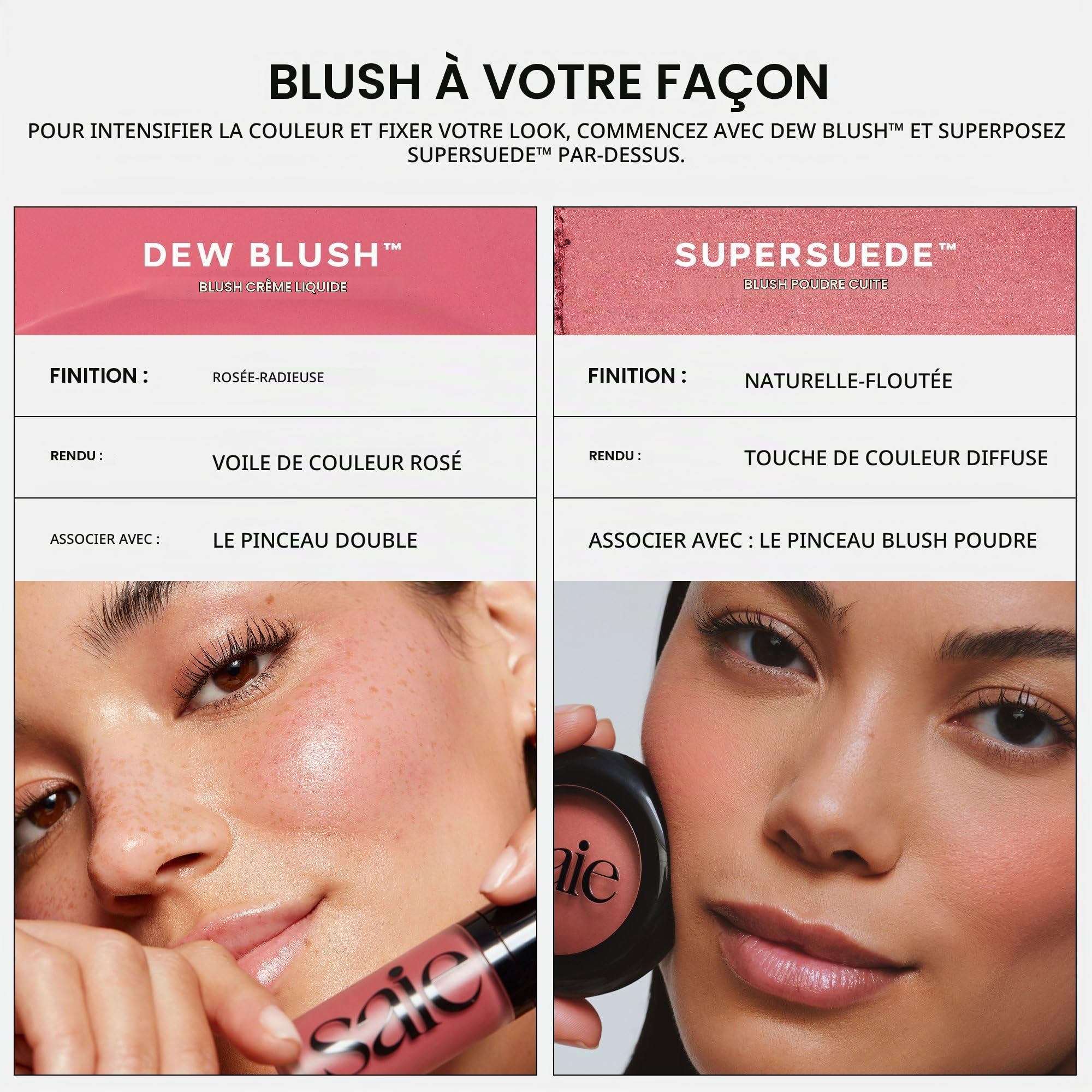 Saie Blush Tau - Rouge liquide léger avec une finition crème miscible, constructible, couleur joue, avec applicateur de maquillage pour les pieds, rouge mauve, froid (120 g)