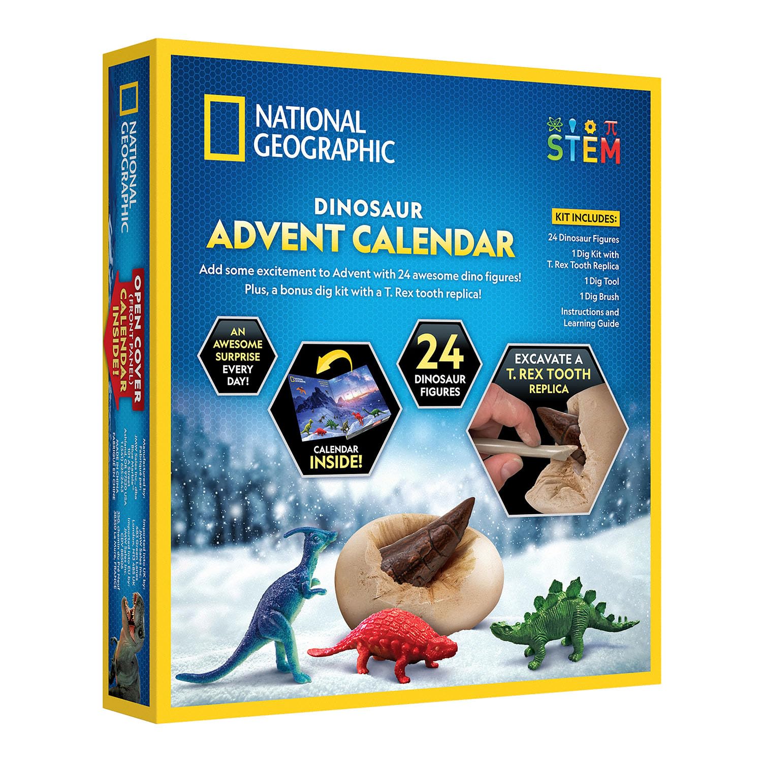 National Geographic Calendario de Adviento de dinosaurio de mármol azul