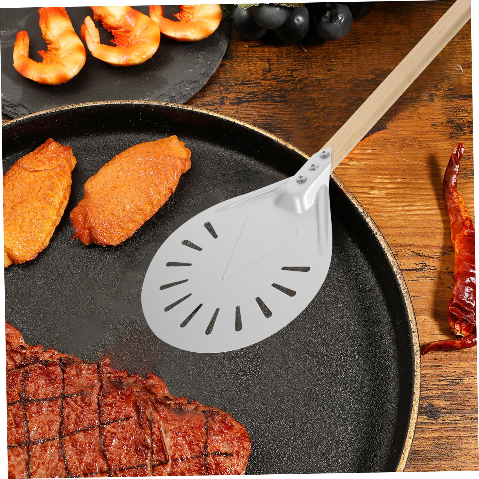 DECHOUS Pizza Peel Wooden Handle Perforated Pizza for Safe Transfer and Baking for Home and Outdoor Use