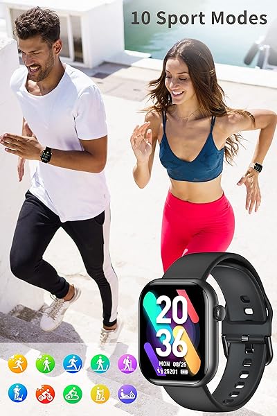 CUBOT Smartwatch Uomo Orologio Sportivo Fitness Tracker 1 7 260mAh 5 ATM Pedometro Cardiofrequenzimetro Contapassi Notifiche Messaggi Controller Musicale Fotocamera Nero per Android iOS