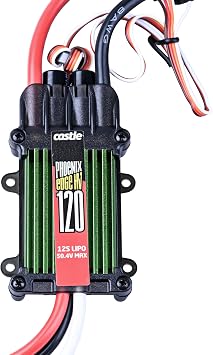 Castle Creations Phoenix Edge 120 50V 120A Brushless ESC, Supports 12S LiPo, with Data Logging & Programmable AUX Wire for 550-700 Class Helicopters/Giant Scale Aircraft
