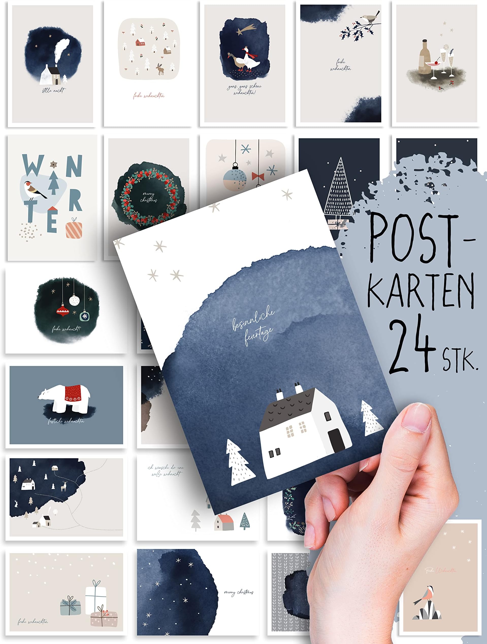 64 Weihnachtspostkarten Set - 32 Motive Von The Lazy Panda