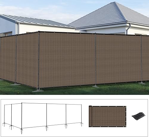 Miniatura 9 de Valla de privacidad al aire libre con postes de hierro, picos de tierra para perros, valla de privacidad de metal para jardín, patio trasero, patio,