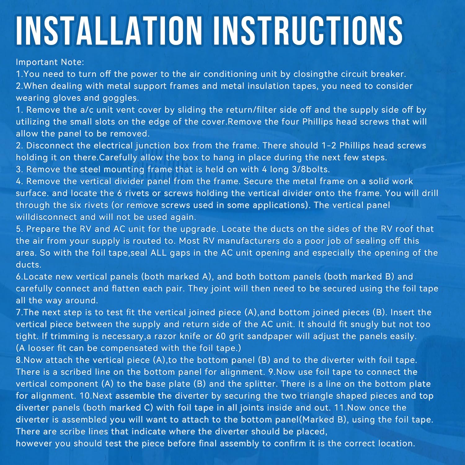 DIY RV air conditioning vent channel(Foam board retrofit kit) Compatible with RV A/C(for Dometic Brisk Air 2(Duo Therm), Dometic EVO (Evolution) and Blizzard models)
