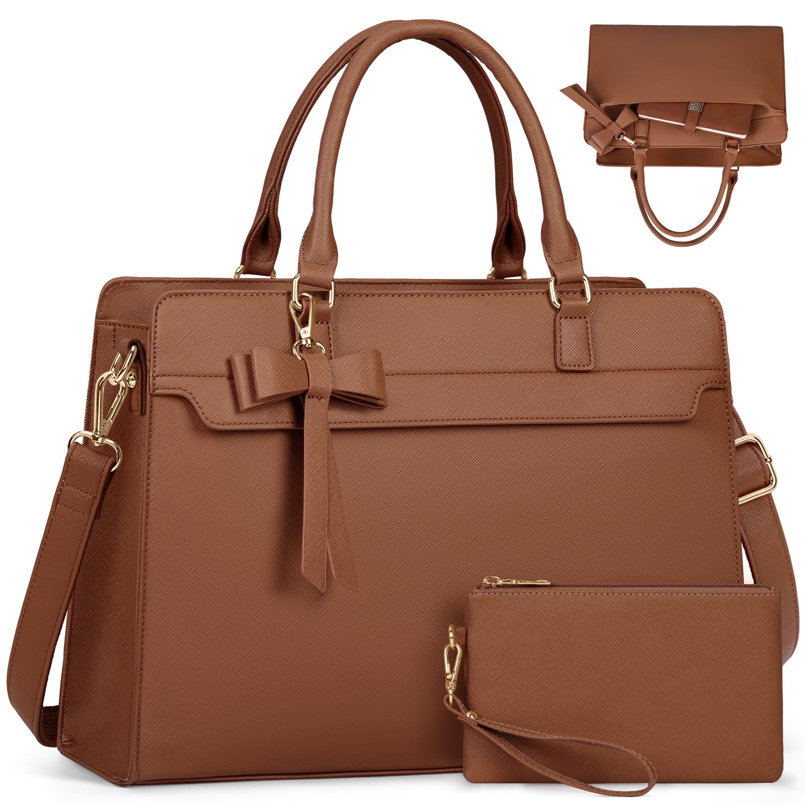RAINSMORE Laptoptassen voor Vrouwen PU Lederen Handtas Dames Shopper