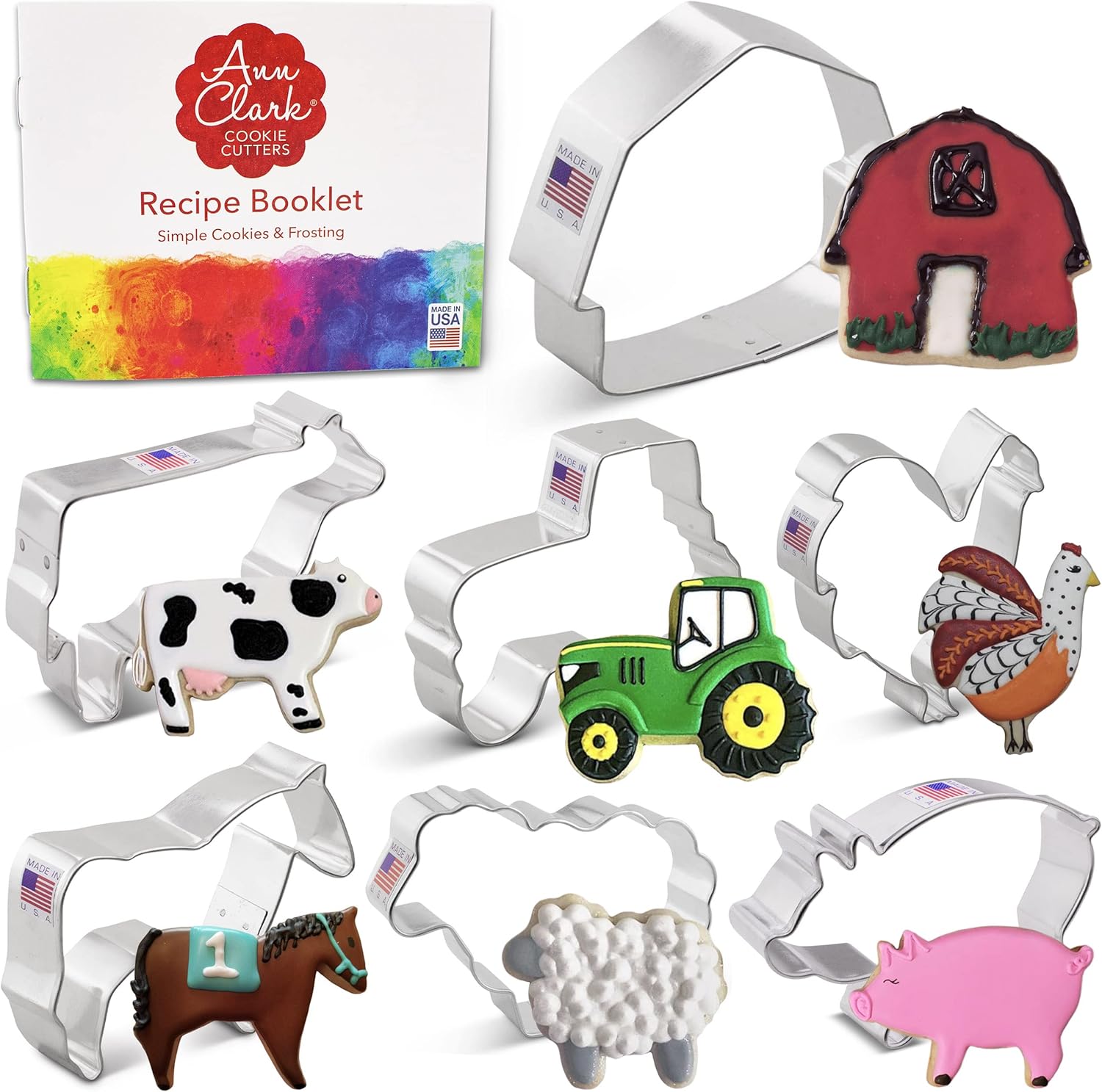 Buy Ann Clark Cookie Cutters 7Piece Farm Cookie Cutter Set with Recipe Booklet, Rooster, Cow
