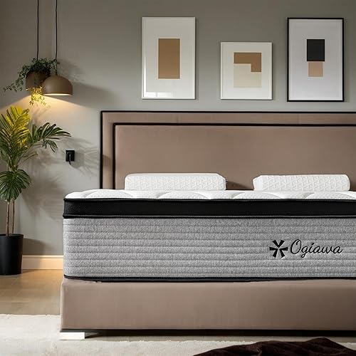 Miniatura 7 de Colchón de tamaño Queen, colchones híbridos Queen de 12 pulgadas en una caja con espuma viscoelástica, resorte individual de firmeza media para