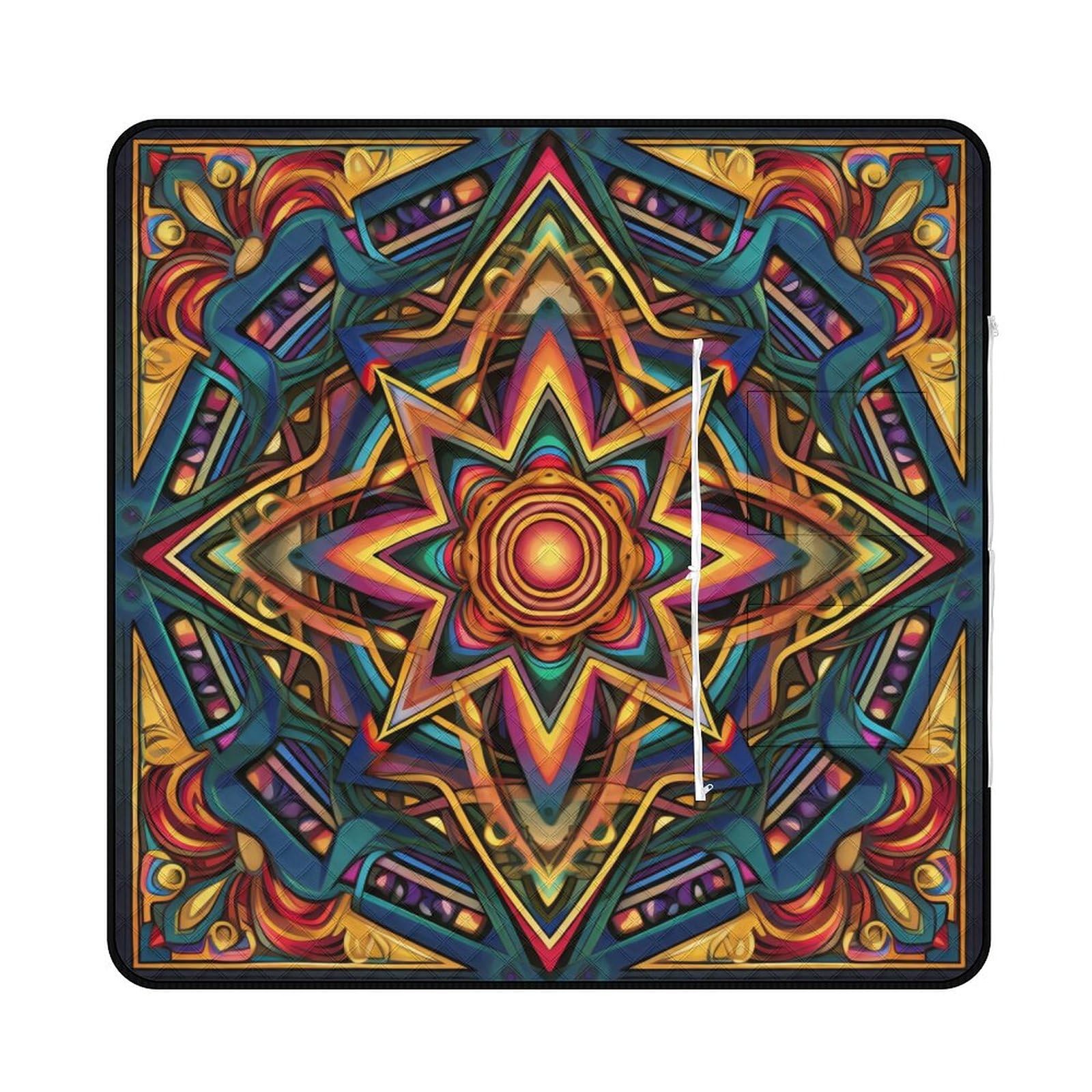 3D Impression Bohème Couverture Pique Nique Art Tapis Pique Nique Nappe Picnic Couverture De Pique-Nique pour Camping, Parc, Jardin 148x148cm