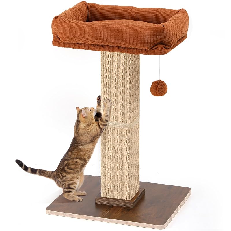 Arranhador para Gatos com Poleiro Vintage em Sisal Natural FUKUMARU