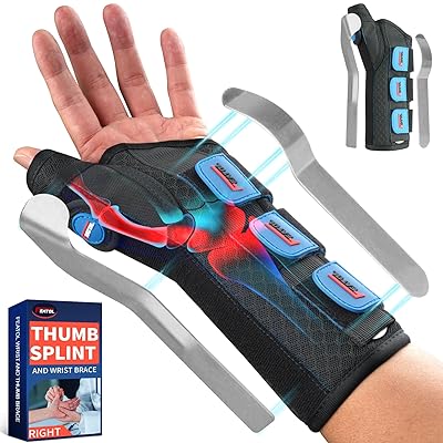 FEATOL Carpal Tunnel Wrist Brace Night Support, Thumb Spica Splint Right Hand for De Quervains Tenosynovitis, Tendonitis, Wrist Brace With Thumb Support-Large/XLarge-Women & Men, Black
