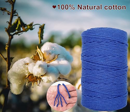 Miniatura 4 de BYWORLD - Cuerda de macramé de 0.118 in, cuerda de algodón de 220 yardas (656.2 ft), cuerda de macramé de color 100% algodón natural para kit de