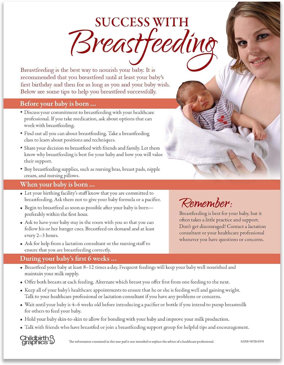 Success with Breastfeeding Tear Pad, English-Spanish