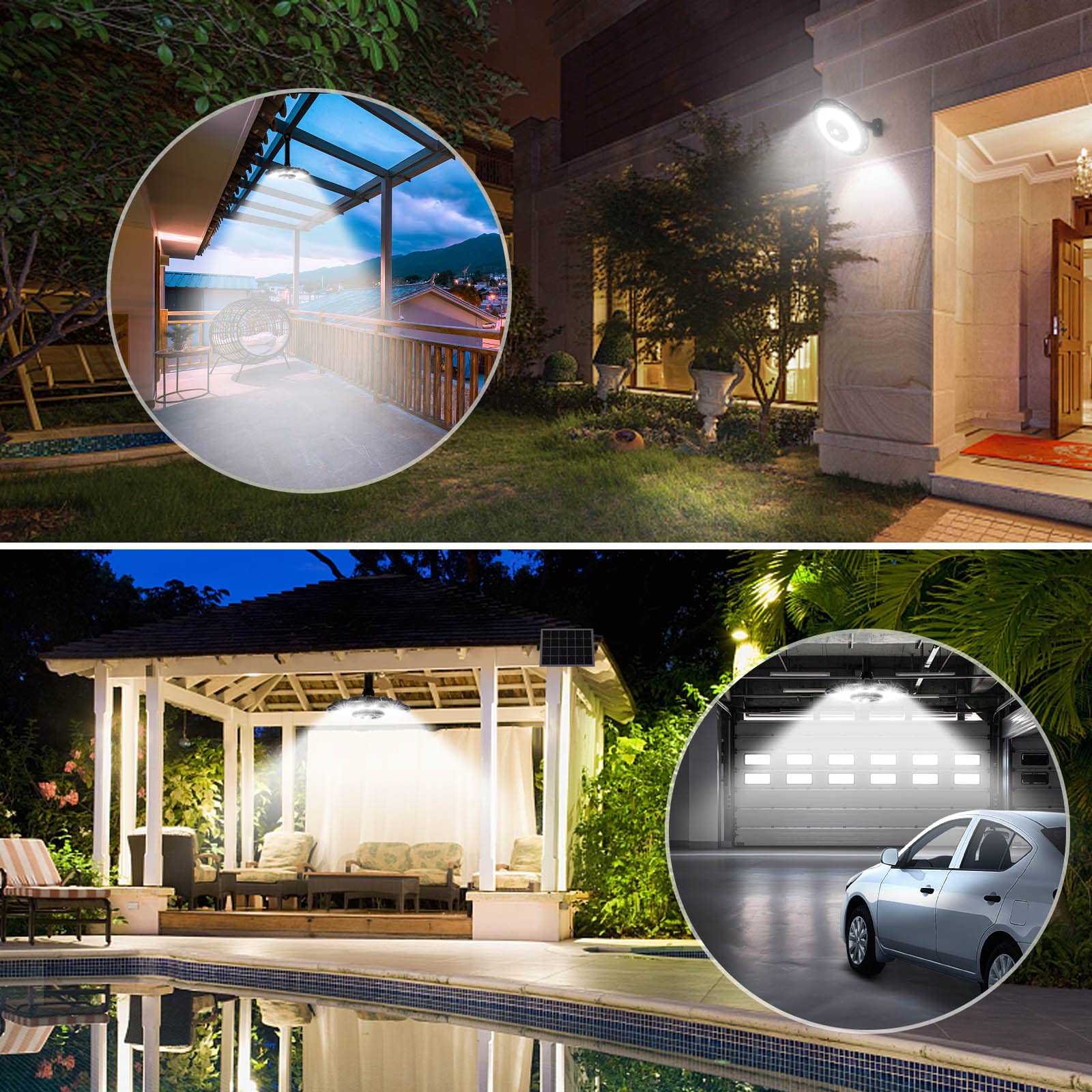 Luz Solar para Interiores Exteriores Lámpara Colgante Solar con Mando 1200LM 108 LED Solares con Sensor de Movimiento Jardín Casa Garaje Granero Balcón