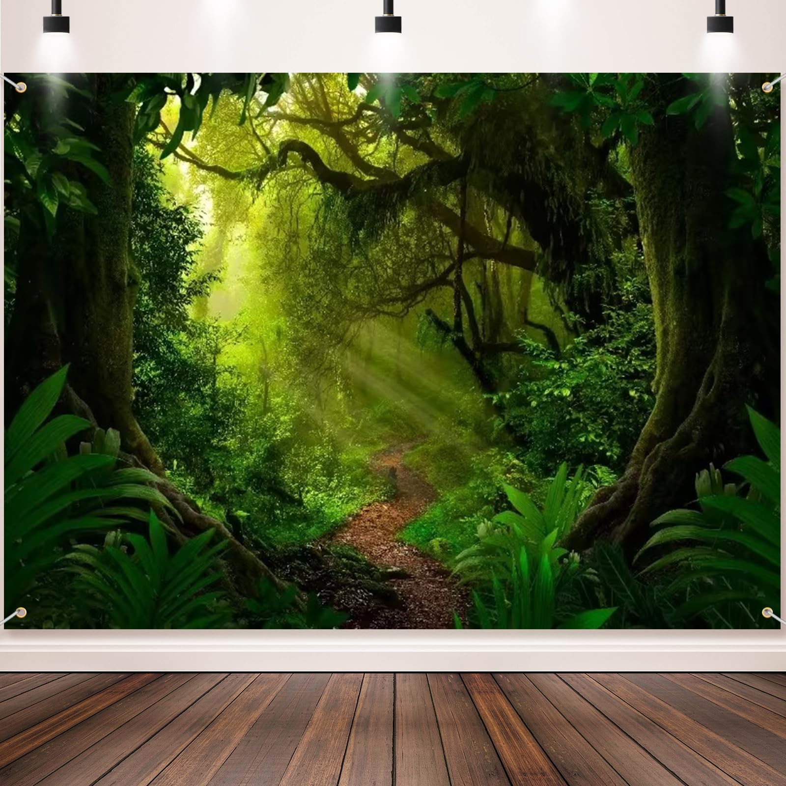 Tingjoo 8x6ft Jungle Forest Photography Backdrop Tropical Rainforest Natural Scenery Background Sunlight Forest Banner for Adult Summer Adventure