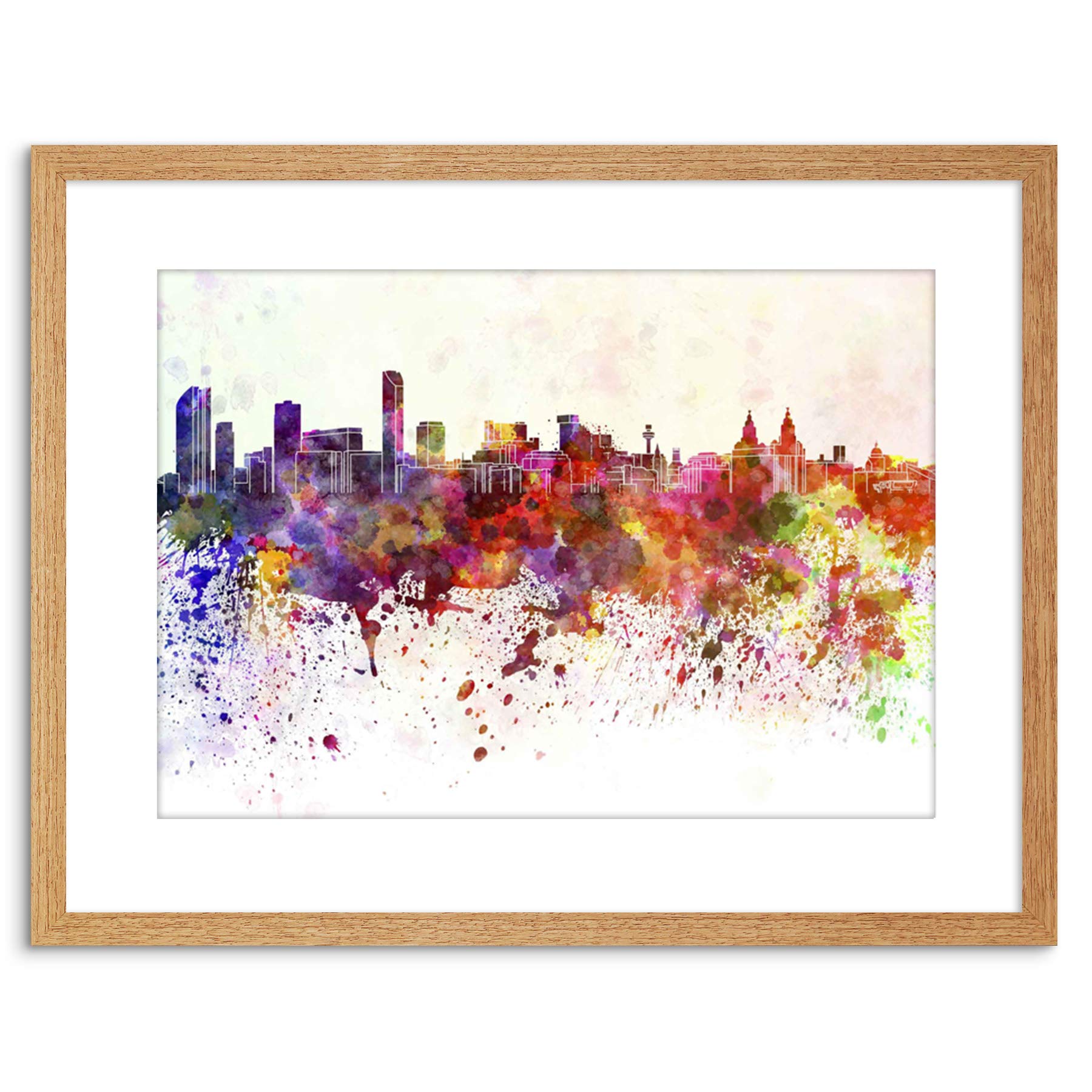 Wee Blue Coo Painting Cityscape Liverpool Skyline Paint Splash Framed Wall Art Print
