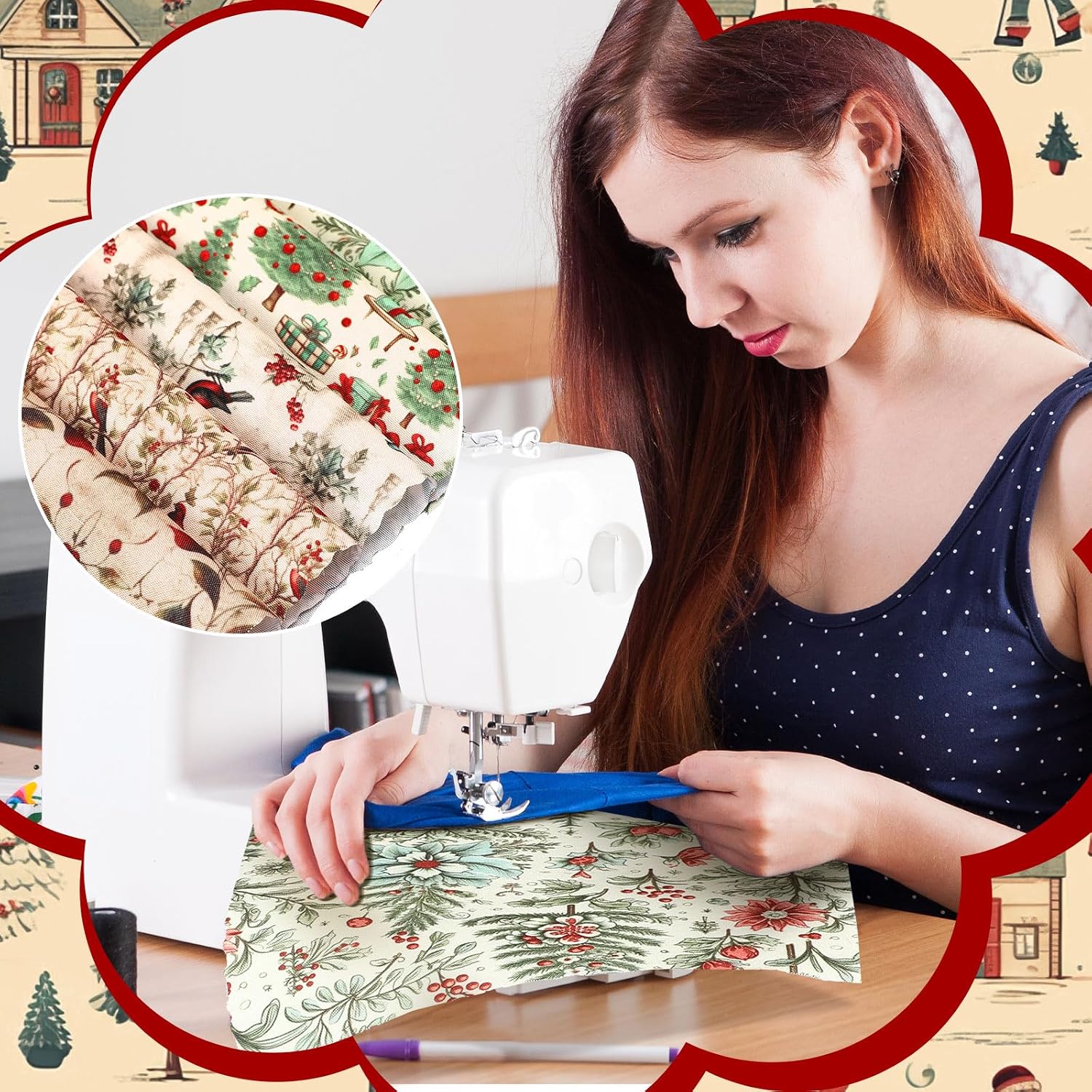 Fanfanwin 100 Pcs 5 x 5 Inch Vintage Christmas Quilting Fabric Christmas Fat Squares Patchwork Strips Santa Red Cardinal Precut Fabric Bundles for Xmas Handmade Crafting DIY Craft Sewing Material