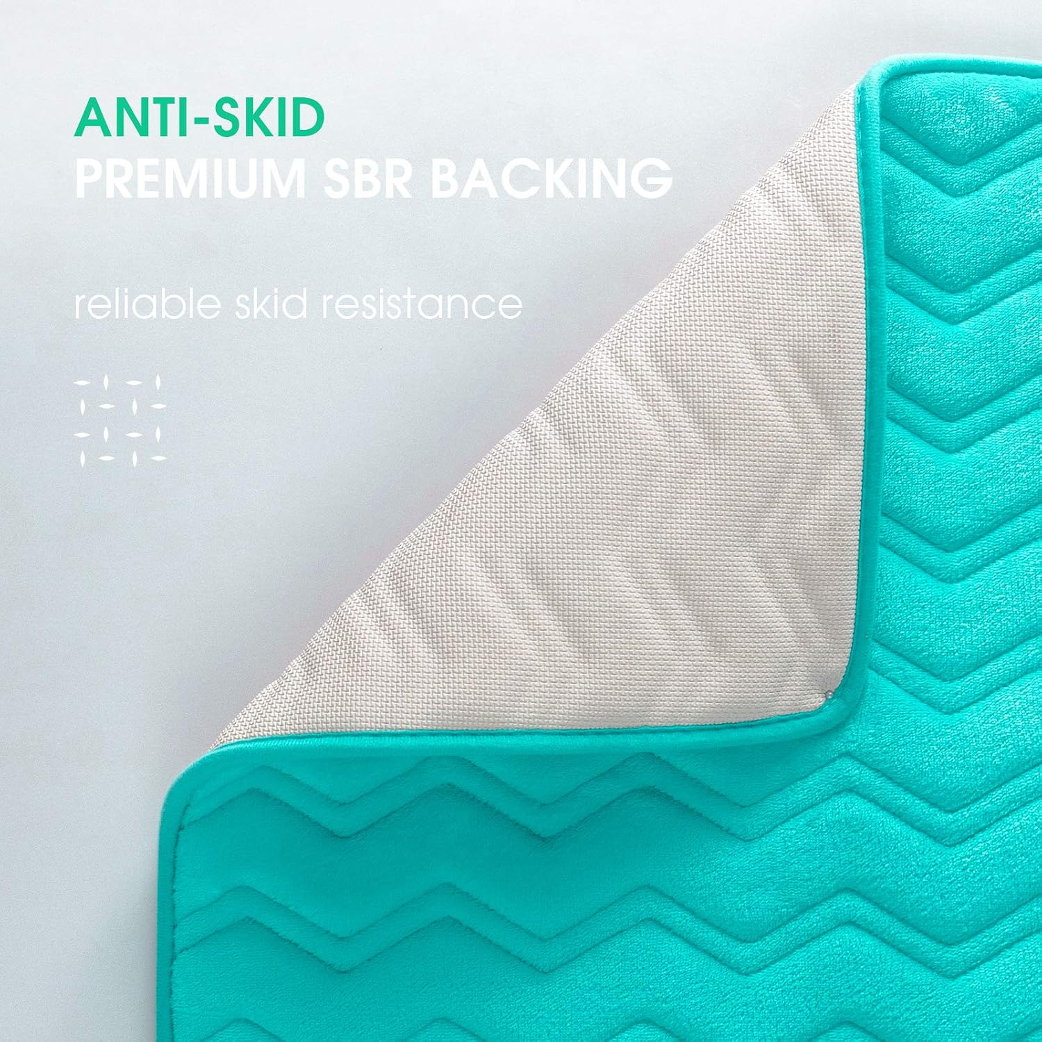 Bathroom Mat Memory Foam Bath Mat with Velvety Flannel-Absorbent Non Slip Bathroom Rug for Tub Shower (Lake Green, 17"x24" 1 PCS)