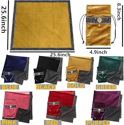 Miniatura 3 de DOARLUO Bolsa de cartas de tarot, mantel de adivinación, encaje de río estrella, parte inferior de partículas de terciopelo grueso con bolsa de