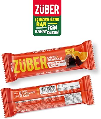 Züber Kakaolu ve Portakallı Meyve Bar 40g x 12 Adet