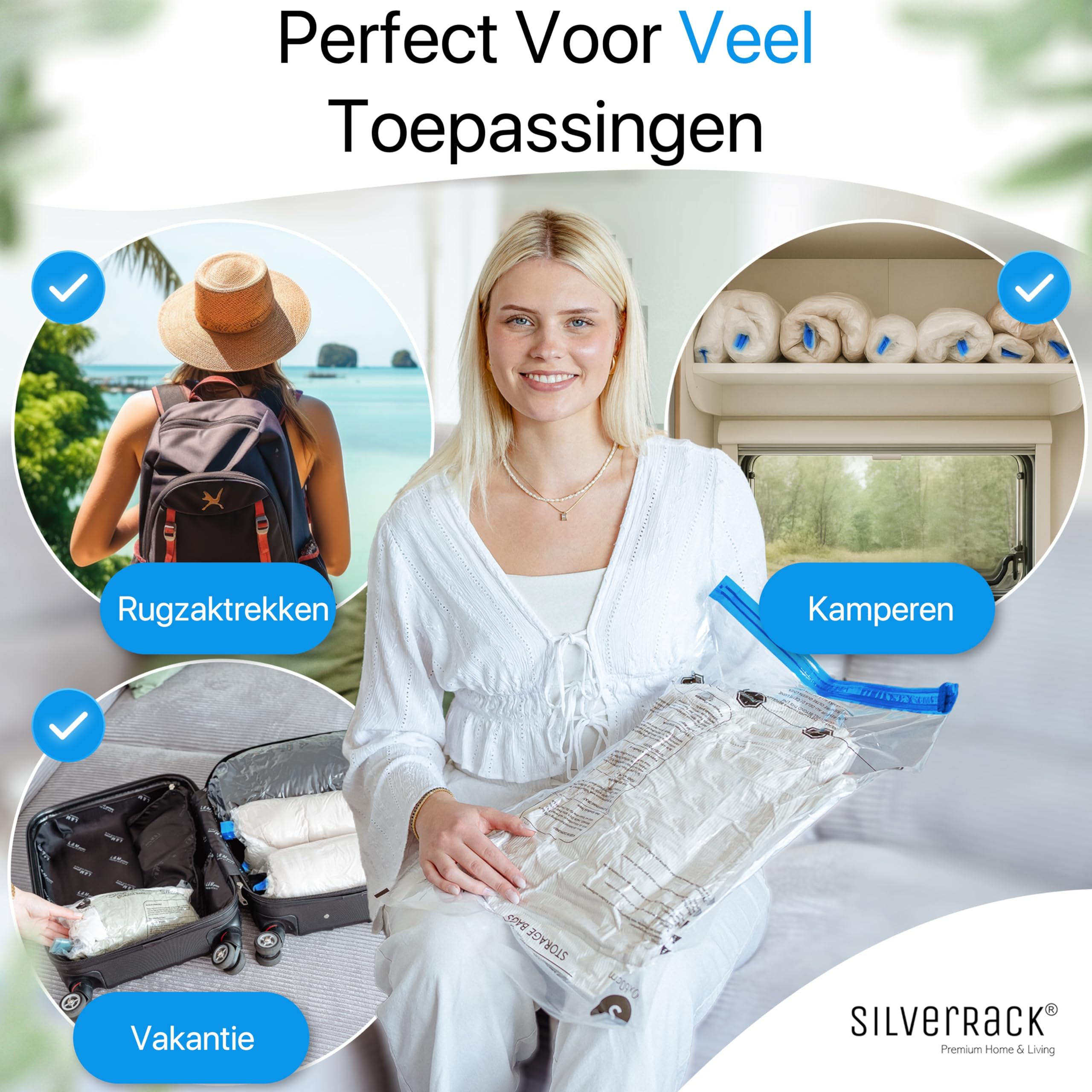 BoxLegend Vacuümzakken, 8 Stuks, 4L 80x60 cm 4S 60 x 40cm, Vacuüm Opbergzak, Reisvacuüm, Herbruikbare Kledingzak voor Kleding, Dekbedden, Beddengoed, Kussens, Wollen Dekens