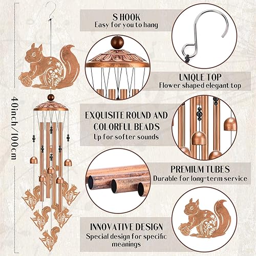 Vista 21 de Campanas de Viento Decorativas de Cerdo - Campanas de Viento de Animales de Metal con Tarjeta para Decoración Interior y Exterior de Jardín, Patio