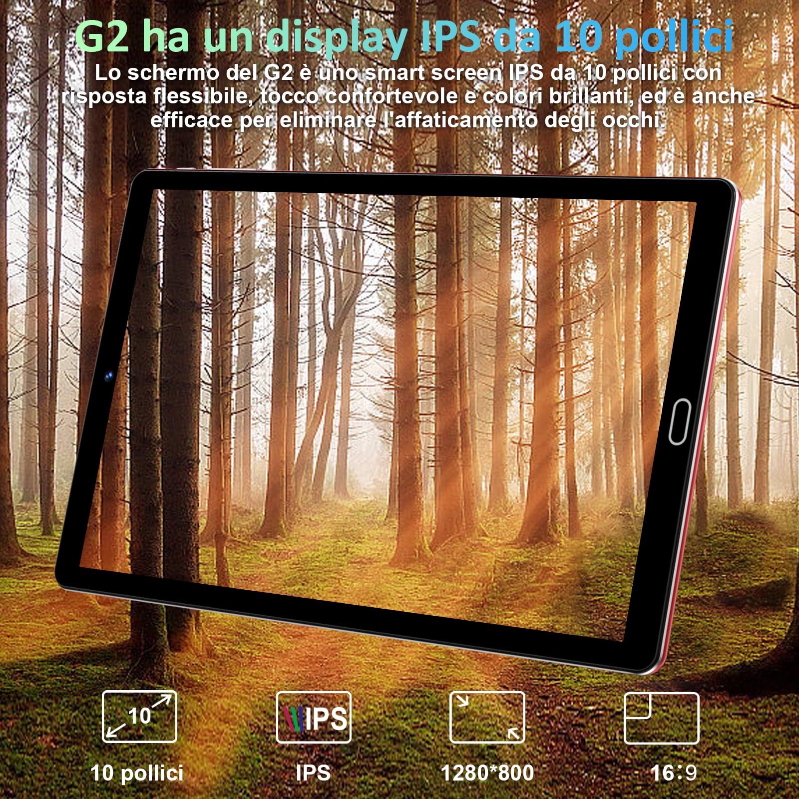 GOODTEL Tablet Android 13 da 10 pollici 10GB RAM + 64GB ROM (1TB TF) Quad-Core con |5G + 2.4G WiFi |GPS |Bluetooth 5.0 |8MP + 5MP, Touch Tablet con custodia, tastiera e mouse - Rosso