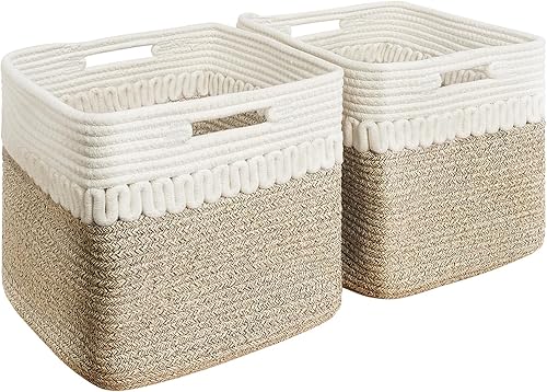 Paquete de 2 cestas de almacenamiento pequeñas, cubos de almacenamiento de 11 x 11 x 11 pulgadas para estantes, canasta de juguetes para bebés y