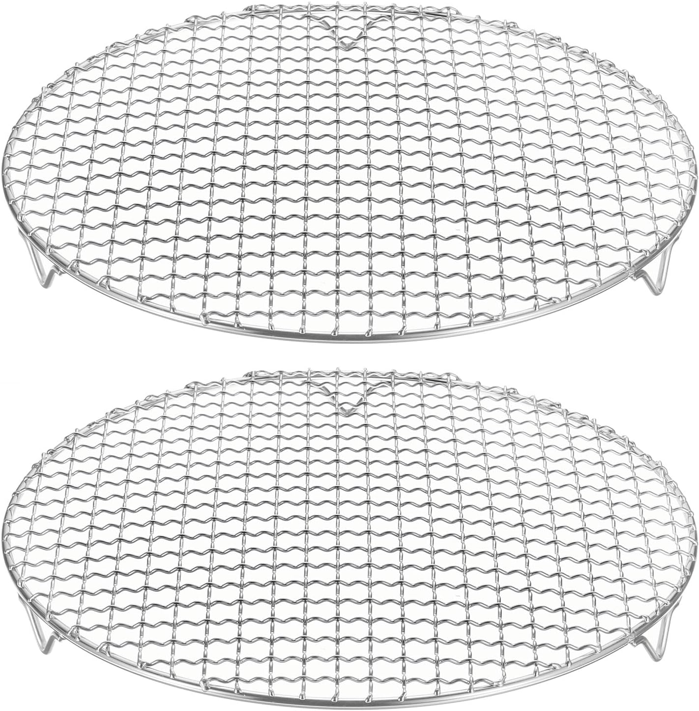 HARFINGTON 2pcs Round Cooking Rack 11.6-inch 201 Stainless Steel Cross Wire Barbecue Grill Net with 20mm Legs for Cooking Baking Steaming BBQ