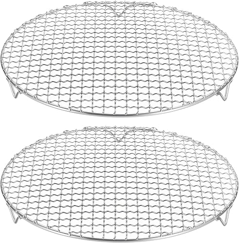 Miniatura 64 de HARFINGTON Rejilla redonda de 6.5 pulgadas de acero inoxidable 201 con alambre cruzado para barbacoa con patas de 0.787 in para cocinar hornear al
