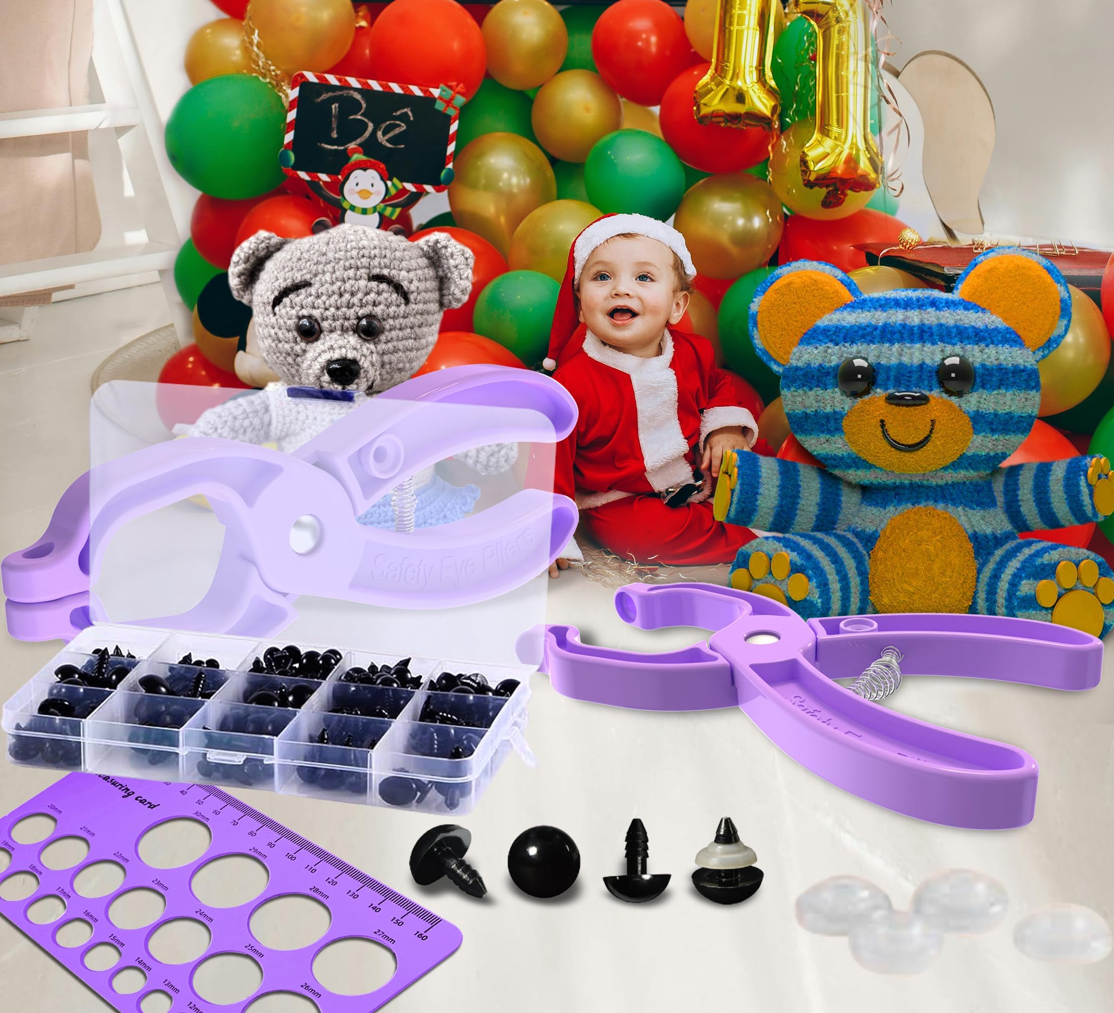 Kit Occhi Di Sicurezza Per Amigurumi E Uncinetto, 566 Pezzi Con Nasini E Strumento Di Montaggio, Occhi In Plastica Da 5 A 14 Mm, Accessori Per Pupazzi E Bambole Fai Da Te (Rosa)
