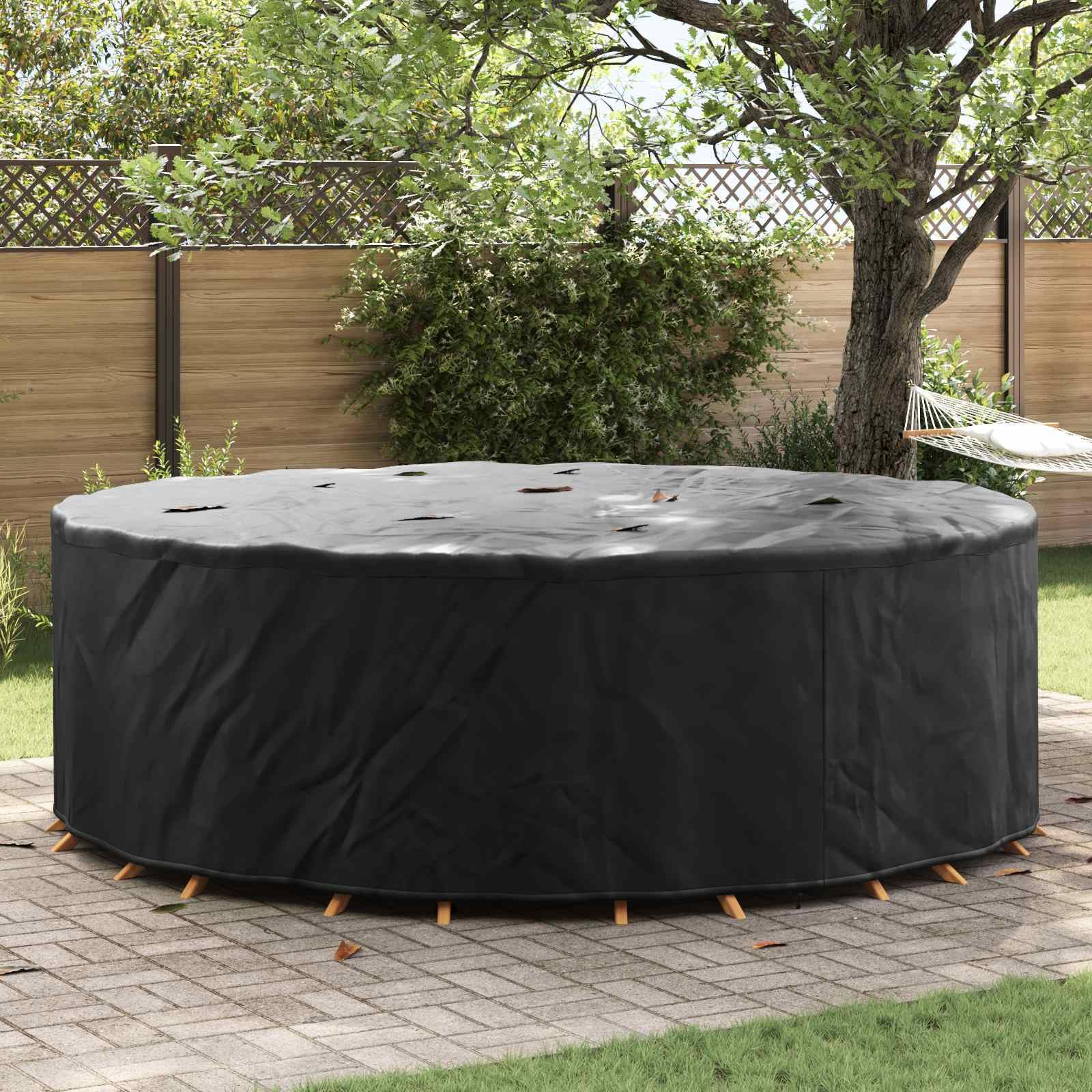 Fengshui Rivestimento per mobili, nero, 279 x 279 x 71 cm, tessuto Oxford 600D | Impermeabile, resistente ai raggi UV, chiusura con bottone automatico, borsa per il trasporto, per mobili da giardino