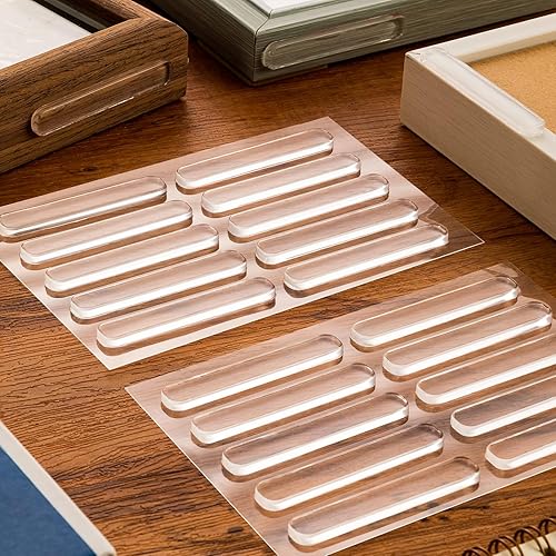 Miniatura 4 de Parachoques para puerta de gabinete, parachoques de goma autoadhesiva transparente a rayas para gabinetes, almohadillas de parachoques para