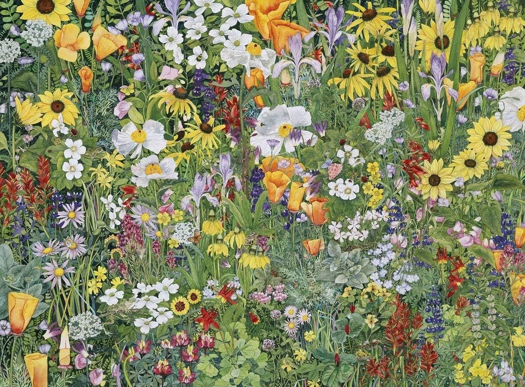 Wooden Jigsaw Puzzle - Wildflower Tapestry - 506 Pieces. Made in USA by Nautilus Puzzles