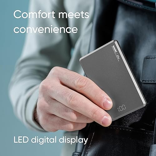 Miniatura 7 de Banco de energía magnético ultradelgado, cargador portátil inalámbrico de aluminio, batería USB-C de carga rápida para iPhone 15141312 y MagSafe,