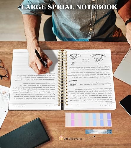 Miniatura 7 de Cuaderno de espiral de 360 páginas con rayas universitarias, diario grueso con forro, B5, de 7.6 x 10 pulgadas, papel de 100 GSM, unisex, para