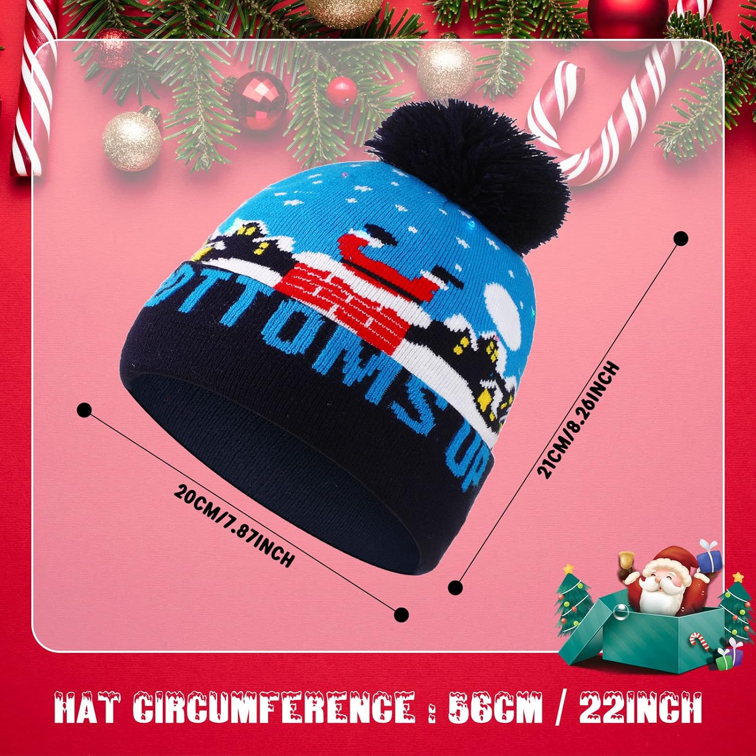 12 Pcs LED Light up Christmas Beanie Hats Bulk Xmas Knitted Hat Unisex Winter Hat Flashing Cap for Adults(Novelty) Multicolor
