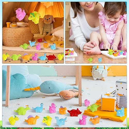 Miniatura 5 de Poen 96 piezas de mini figuras de dinosaurio de resina pequeños juguetes de dinosaurio de jardín de hadas, mini dinosaurios pequeños realistas